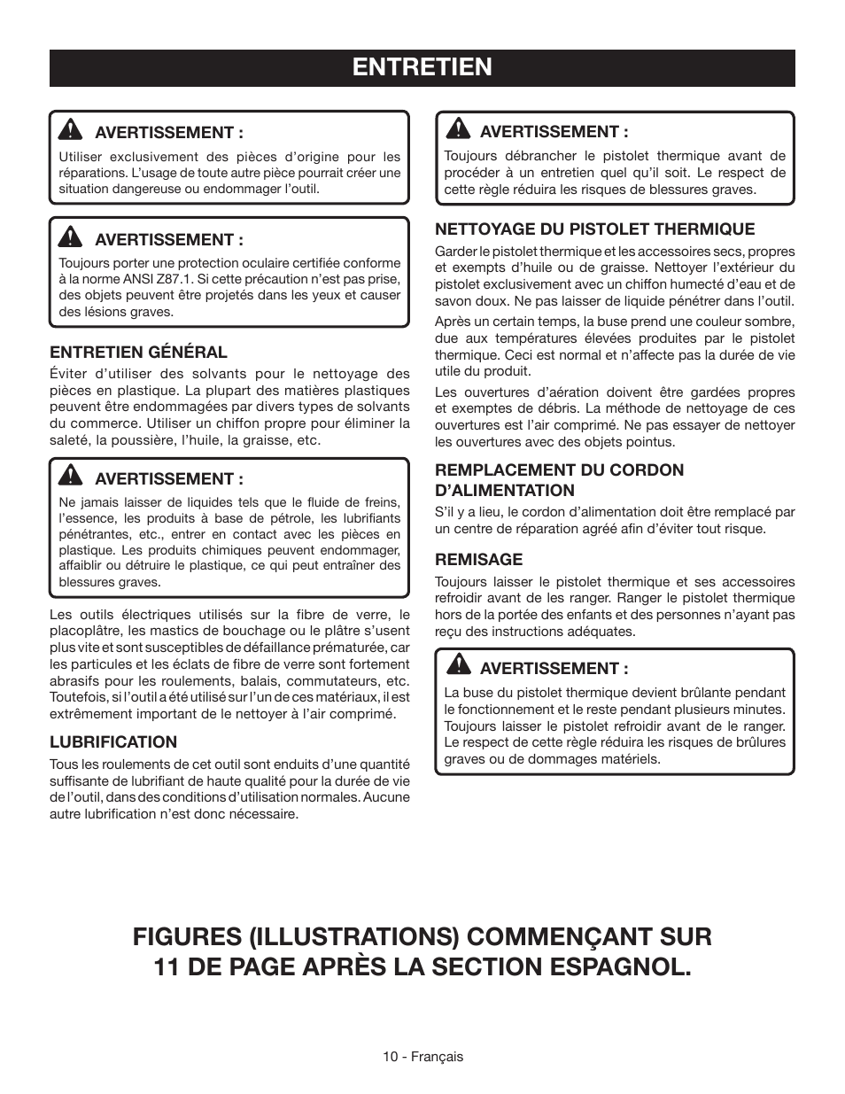 Entretien | Ryobi HG600 User Manual | Page 19 / 32