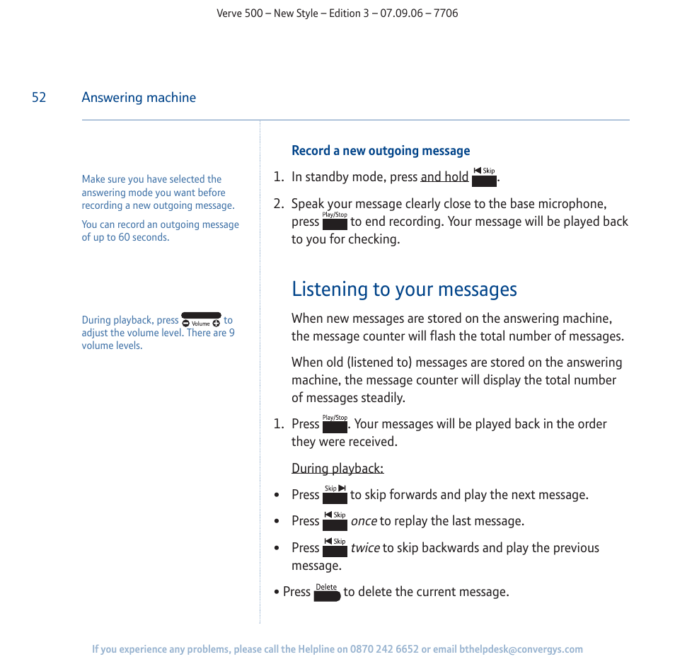 Listening to your messages | BT 500 User Manual | Page 52 / 86