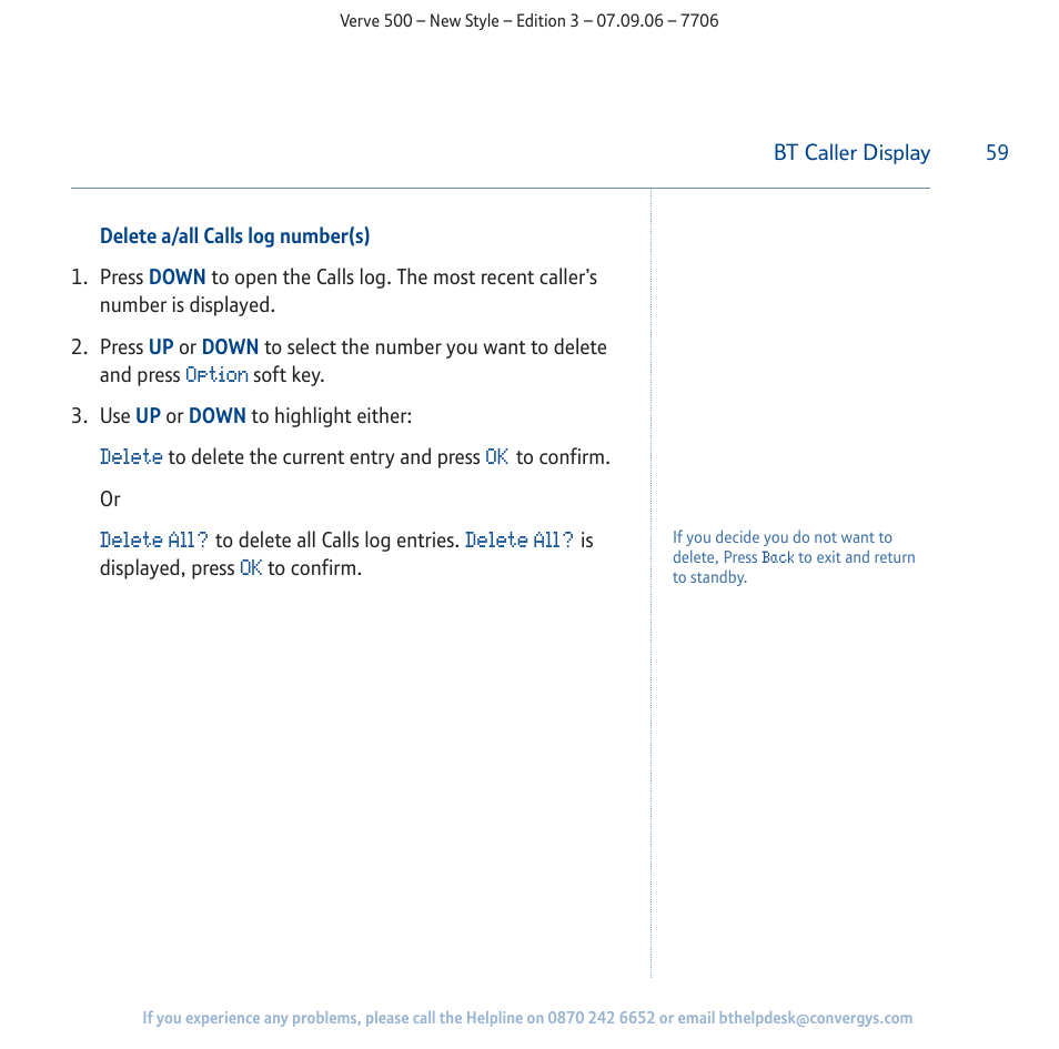 BT 500 User Manual | Page 59 / 86