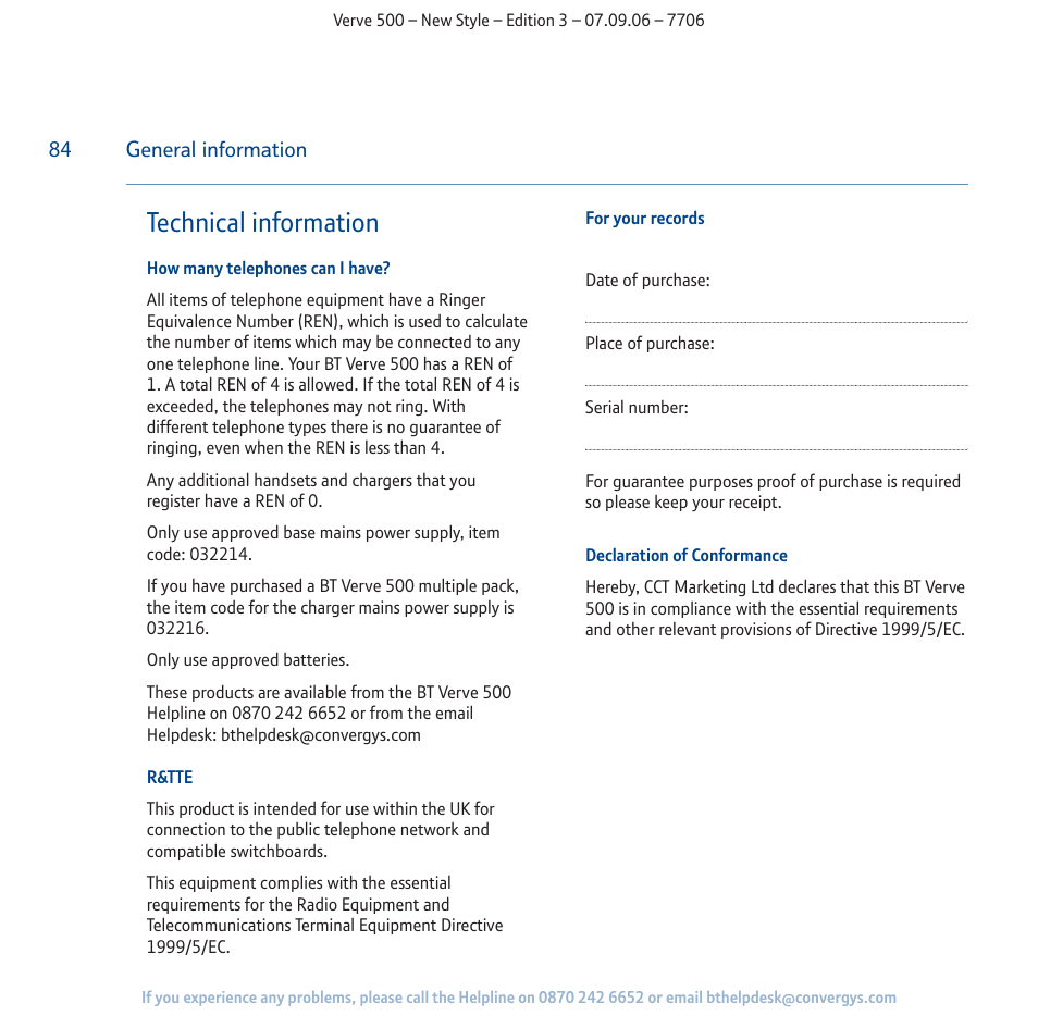 Technical information | BT 500 User Manual | Page 84 / 86