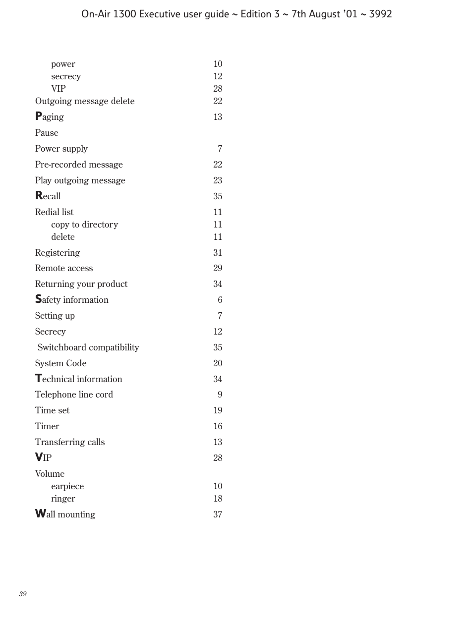 BT 1300 Executive User Manual | Page 40 / 41