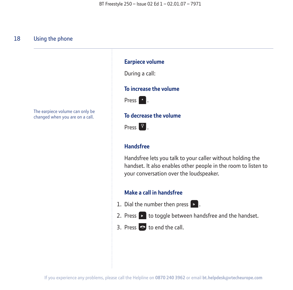 BT Freestyle 250 User Manual | Page 18 / 72