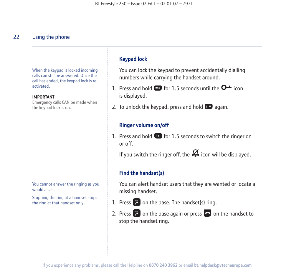 BT Freestyle 250 User Manual | Page 22 / 72