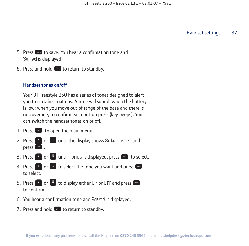 BT Freestyle 250 User Manual | Page 37 / 72