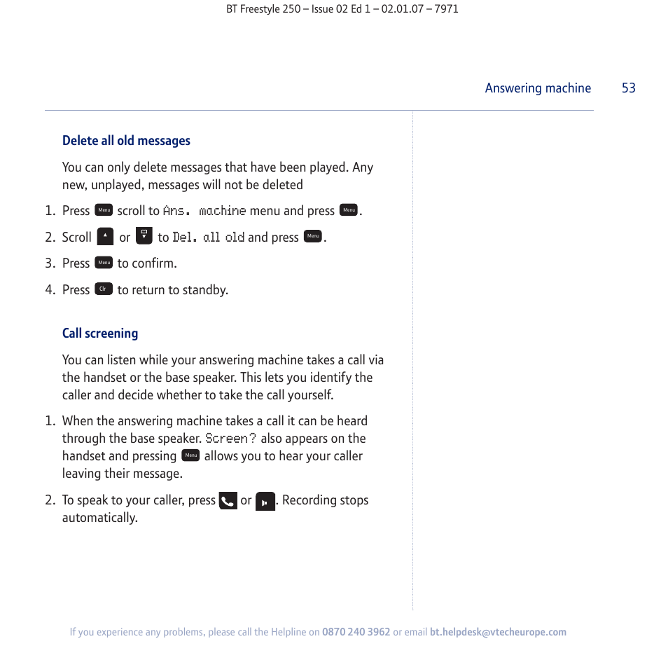 BT Freestyle 250 User Manual | Page 53 / 72