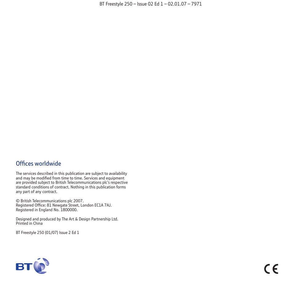 Offices worldwide | BT Freestyle 250 User Manual | Page 72 / 72