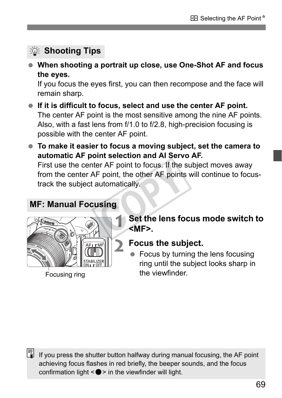 Cop y | Canon eos rebel T2i User Manual | Page 69 / 260