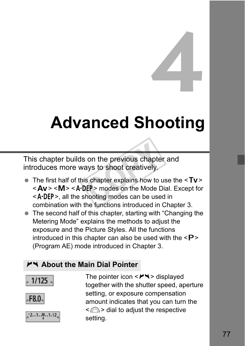 Cop y, Advanced shooting | Canon eos rebel T2i User Manual | Page 77 / 260