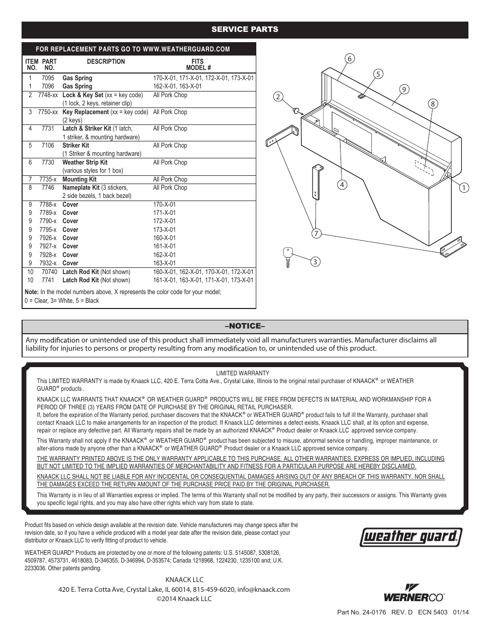 WEATHER GUARD Model 173-5-01 Pork Chop Box, Aluminum, Passenger Side, 3.4 cu ft User Manual | Page 4 / 4
