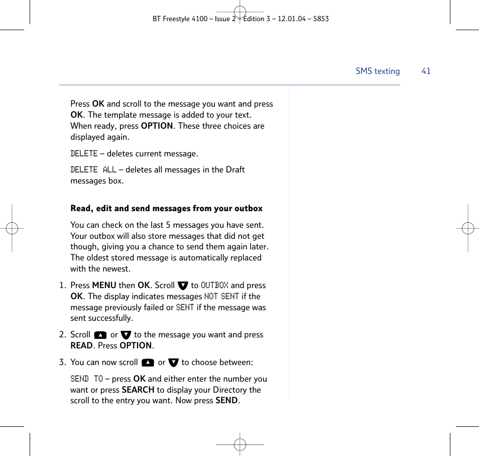 BT 4100 SMS User Manual | Page 41 / 81