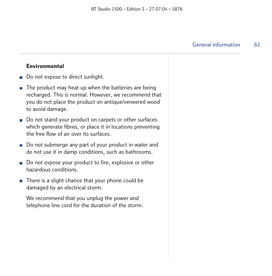 BT STUDIO 1500 User Manual | Page 61 / 68