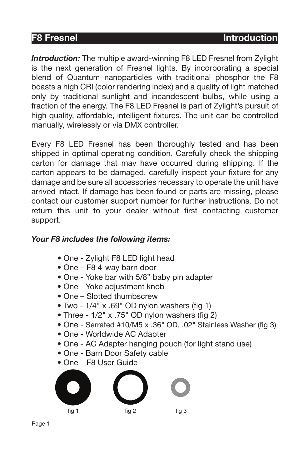 F8 fresnel introduction | Zylight F8 Fresnel User Manual | Page 2 / 20