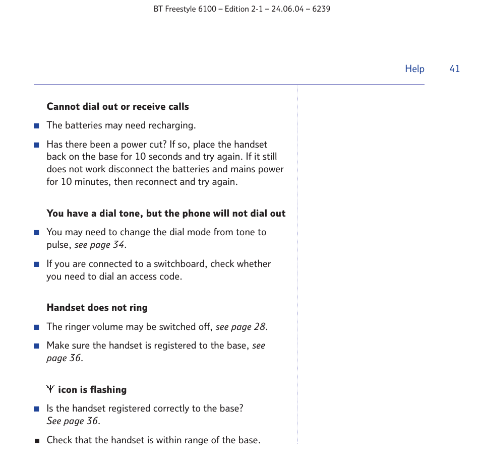 BT Freestyle 6100 User Manual | Page 41 / 52