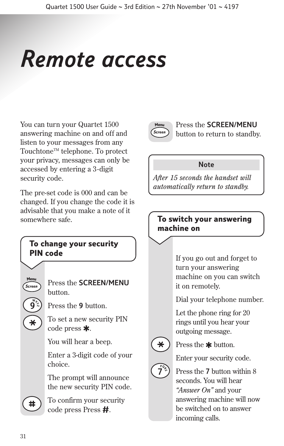 Remote access | BT 1500 User Manual | Page 34 / 51