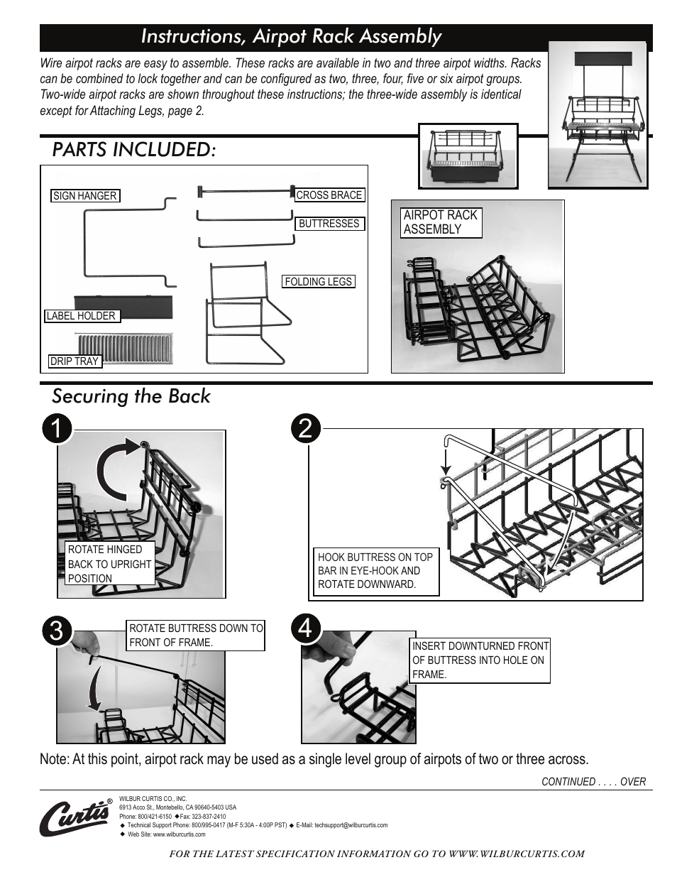 Wilbur Curtis Airpot Rack Assembly User Manual | 2 pages