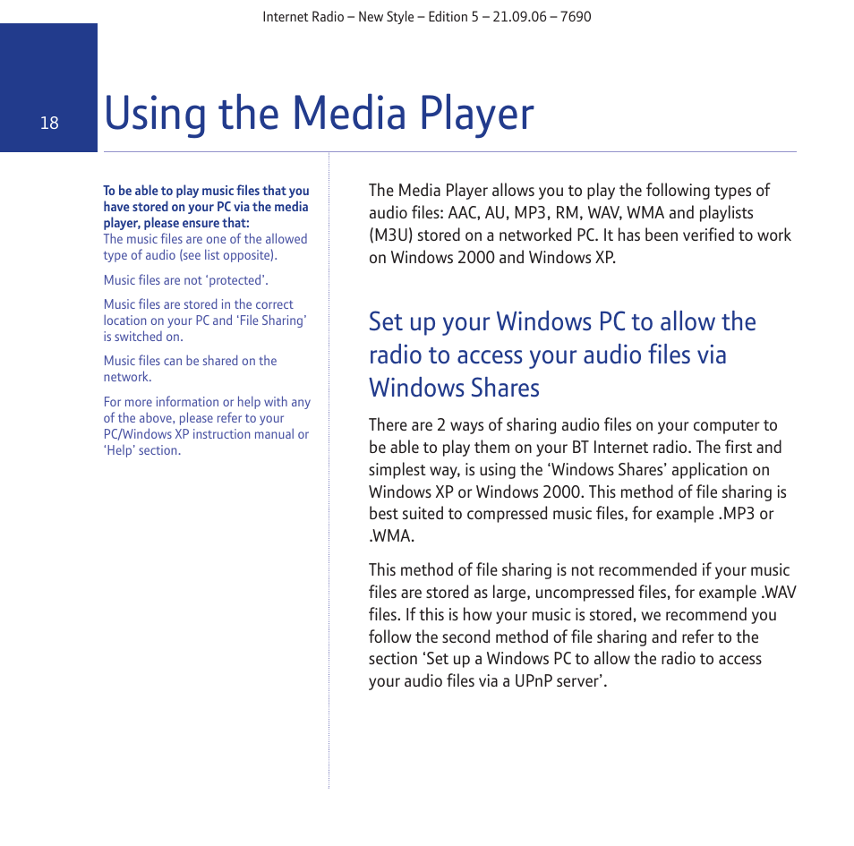 Using the media player | BT Internet Radio User Manual | Page 18 / 40