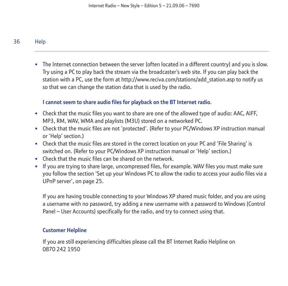 BT Internet Radio User Manual | Page 36 / 40