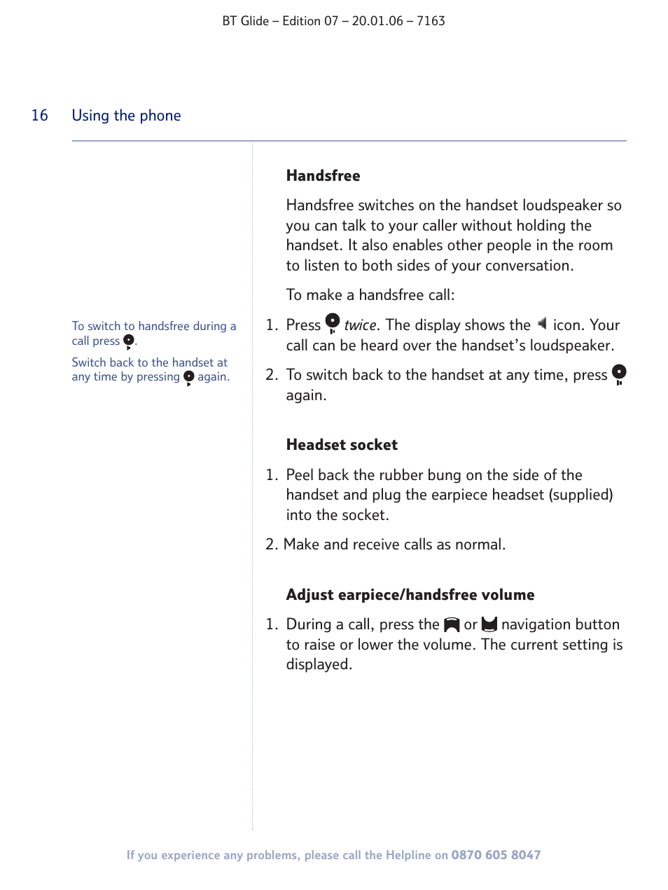 BT Glide 7163 User Manual | Page 16 / 76