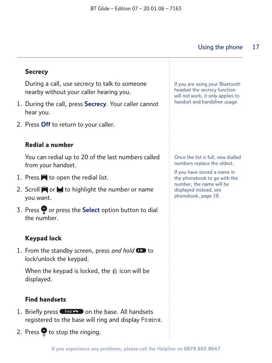BT Glide 7163 User Manual | Page 17 / 76