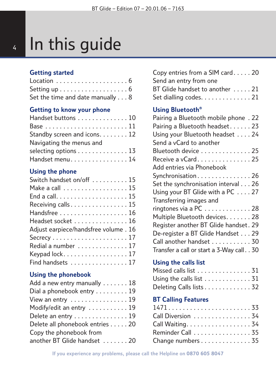 BT Glide 7163 User Manual | Page 4 / 76
