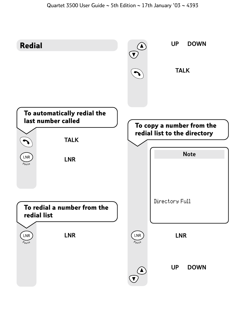 Redial | BT 3500 User Manual | Page 24 / 72