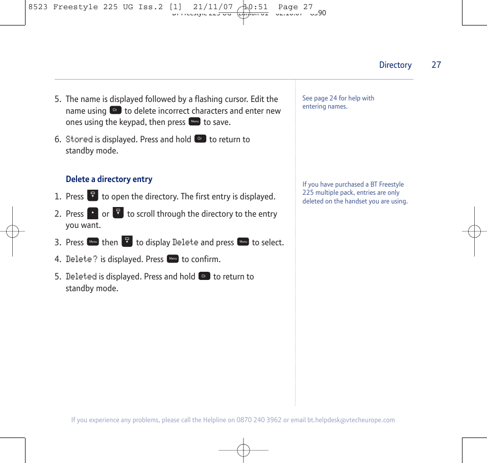 BT Freestyle 255 User Manual | Page 27 / 60
