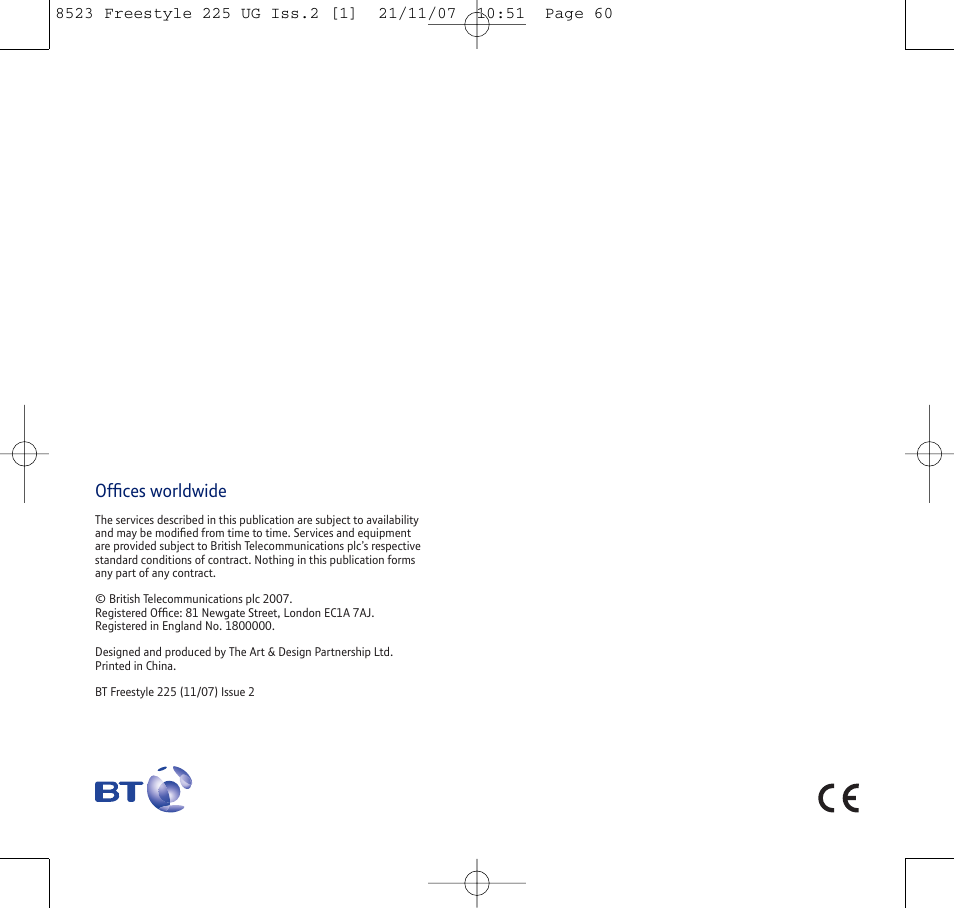 Offices worldwide | BT Freestyle 255 User Manual | Page 60 / 60