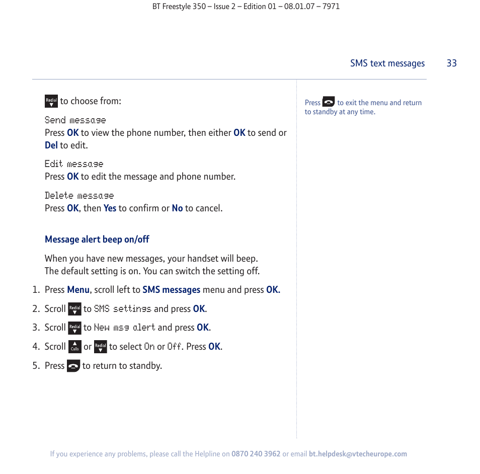 BT Freestyle 350 User Manual | Page 33 / 74