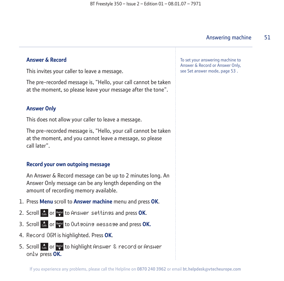 BT Freestyle 350 User Manual | Page 51 / 74