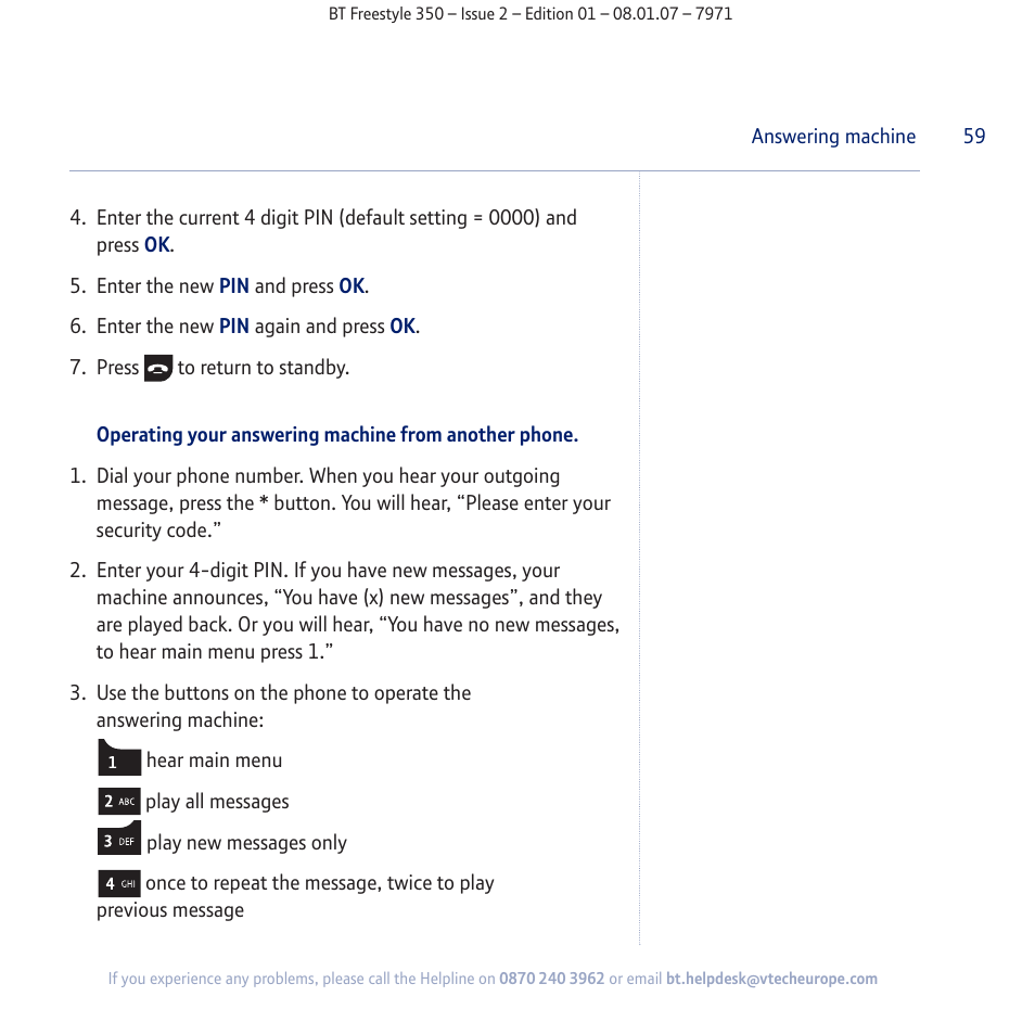 BT Freestyle 350 User Manual | Page 59 / 74