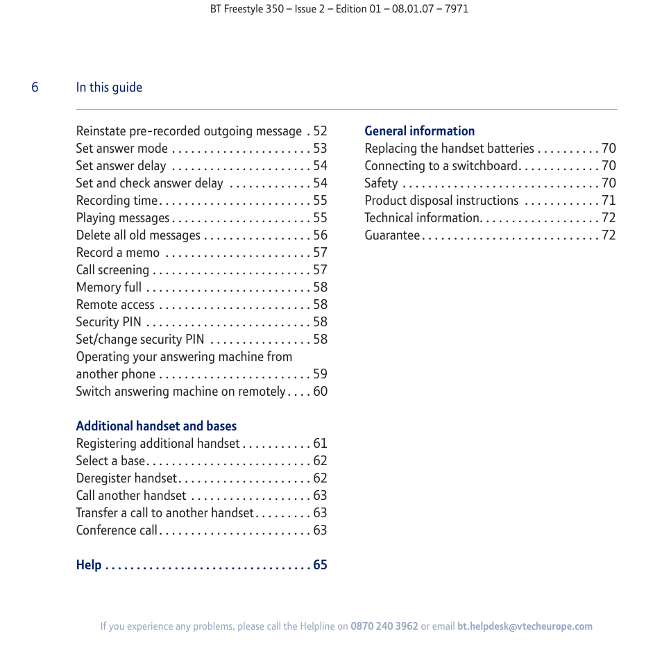 BT Freestyle 350 User Manual | Page 6 / 74