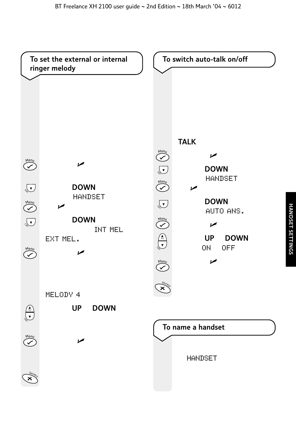 Button to return to the standby screen | BT FREELANCE XH 2100 User Manual | Page 23 / 42