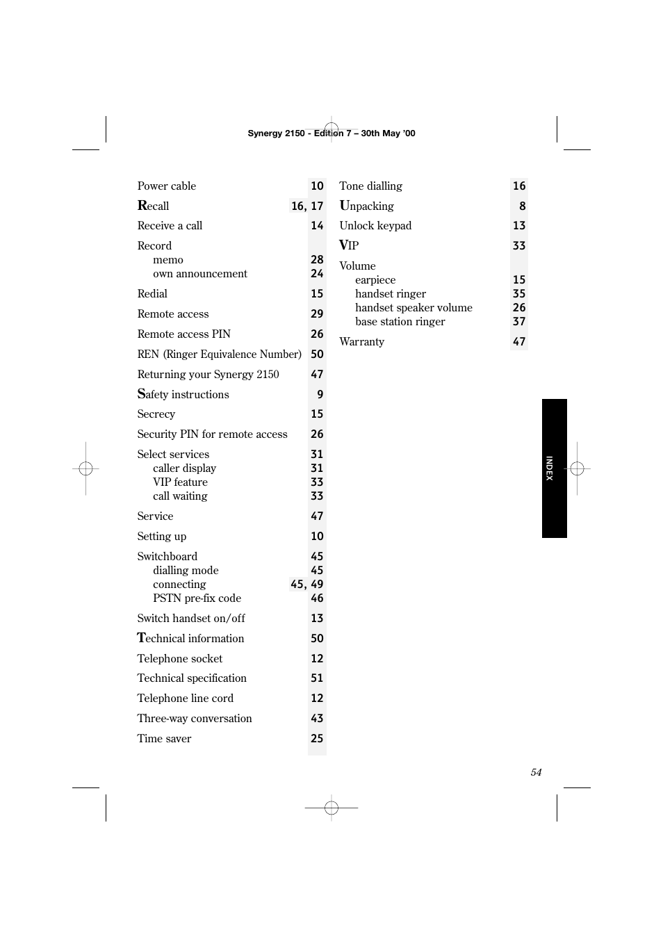 BT Synergy 2150 User Manual | Page 59 / 60