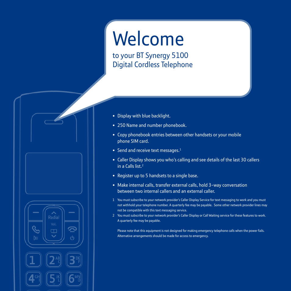 Welcome | BT Synergy 5100 User Manual | Page 2 / 59