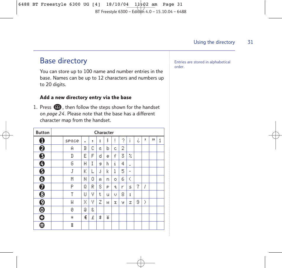 Base directory | BT 6300 User Manual | Page 31 / 64