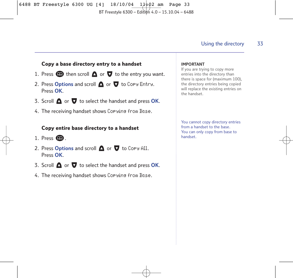BT 6300 User Manual | Page 33 / 64