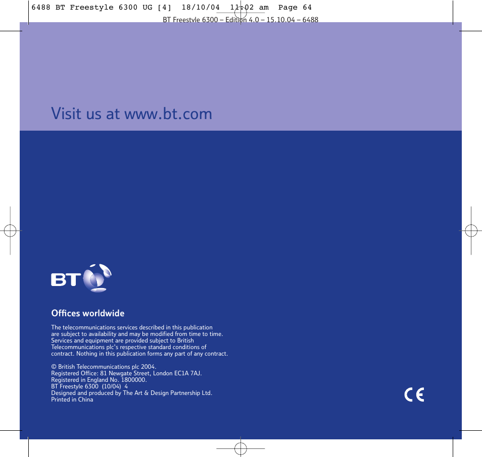 BT 6300 User Manual | Page 64 / 64