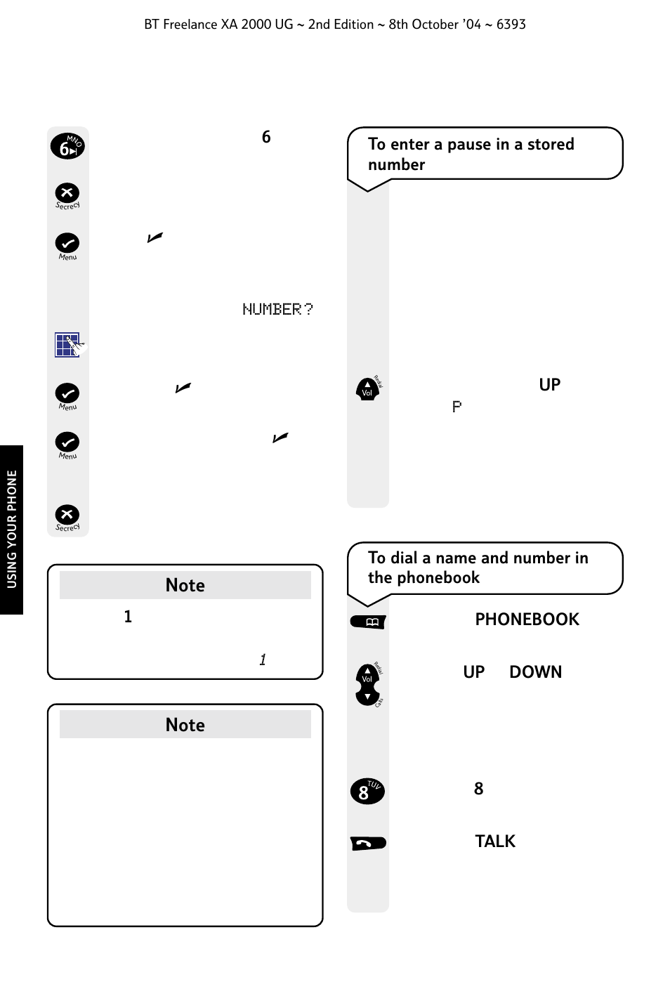 Button to return to the standby screen | BT FREELANCE XA 2000 User Manual | Page 20 / 45