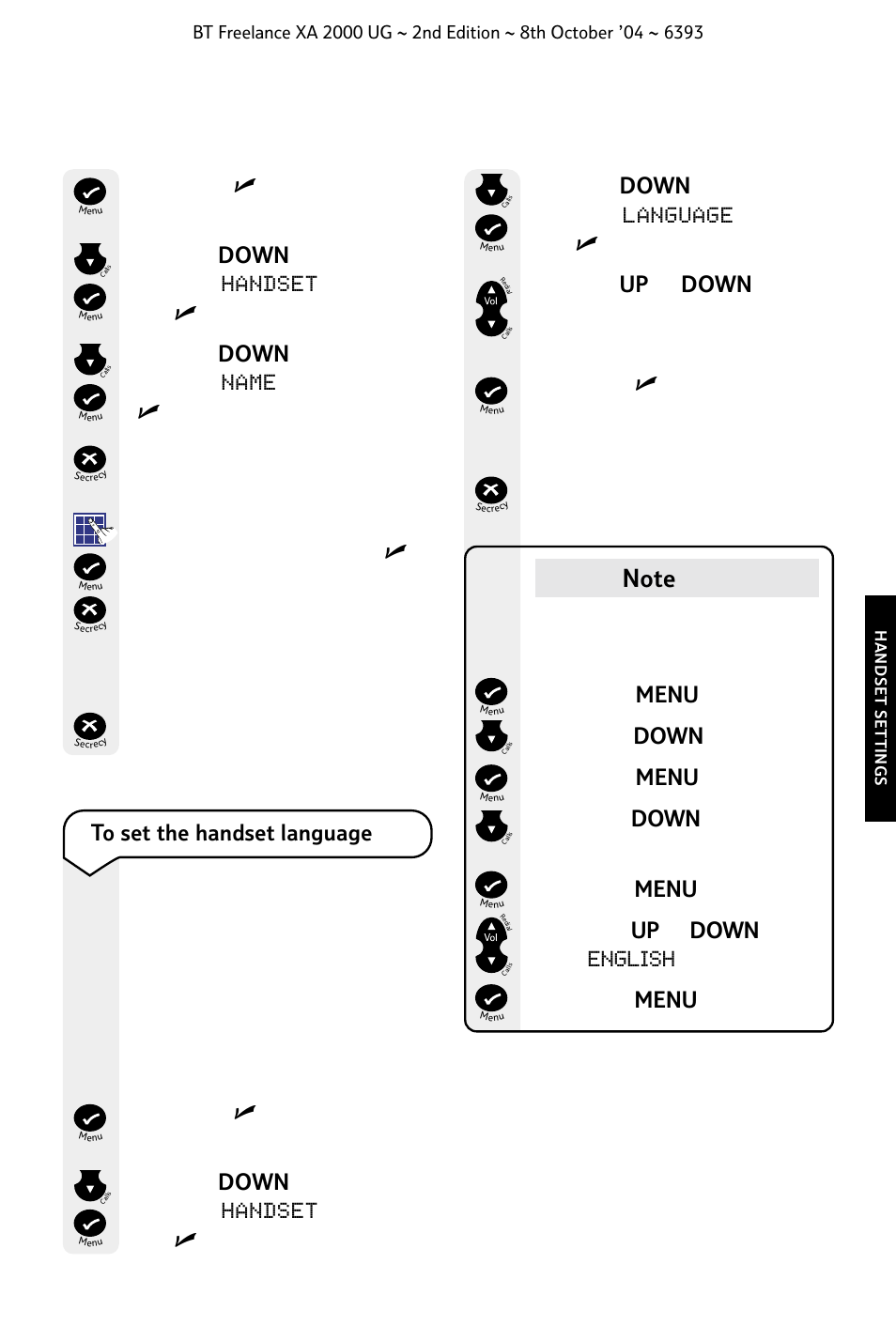 Button to return to the standby screen | BT FREELANCE XA 2000 User Manual | Page 25 / 45
