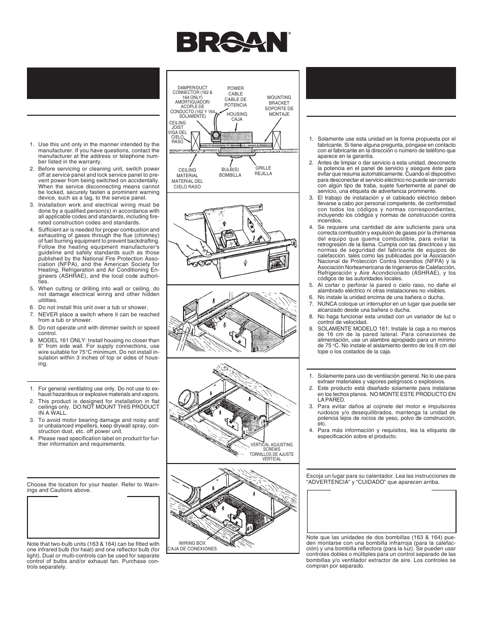 Broan 163 User Manual | 4 pages