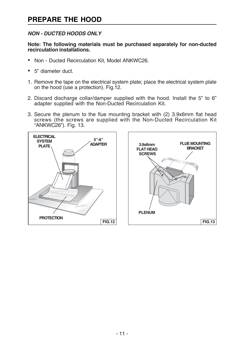 Prepare the hood | Broan WC26I User Manual | Page 11 / 44