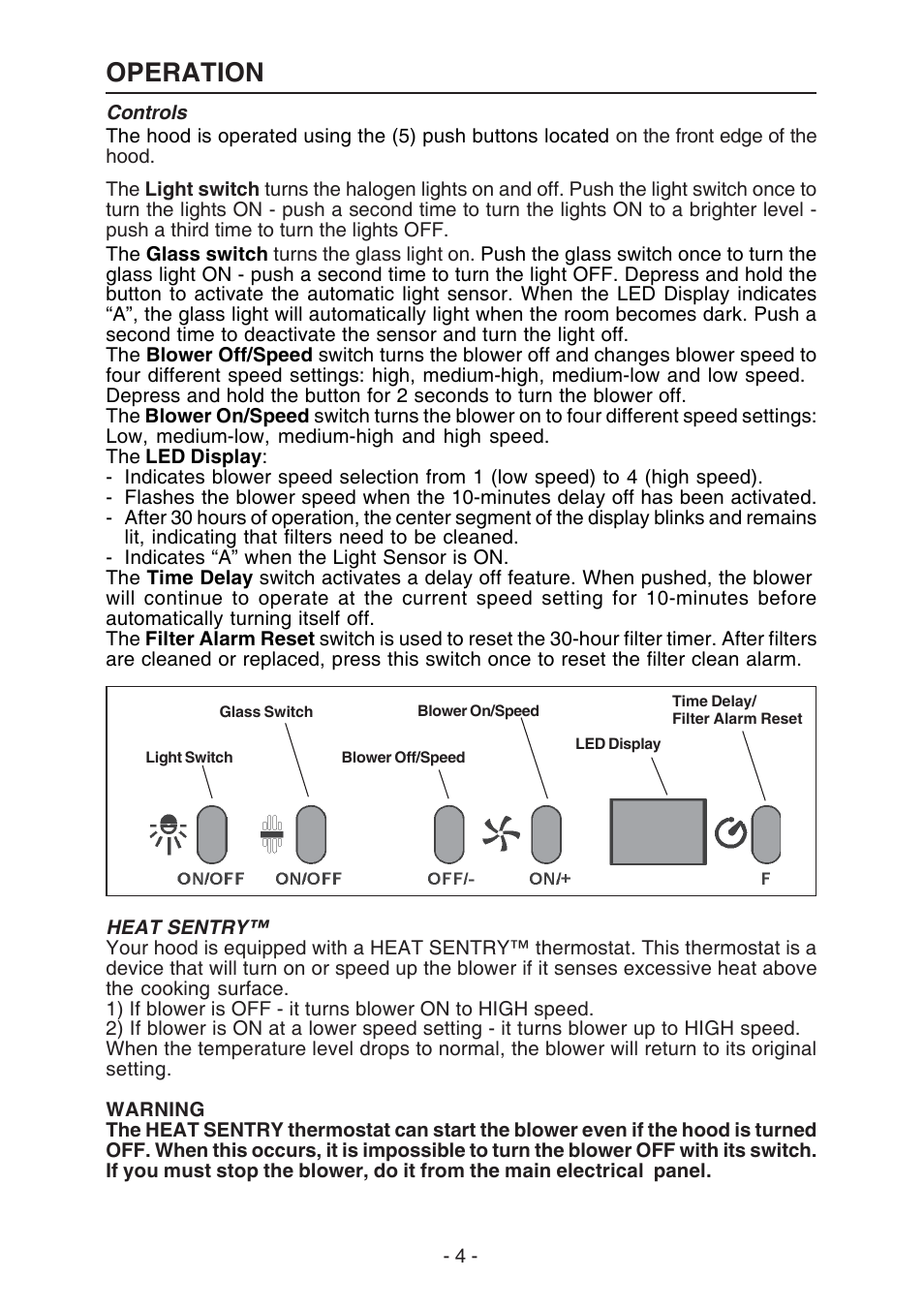 Operation | Broan WC26I User Manual | Page 4 / 44