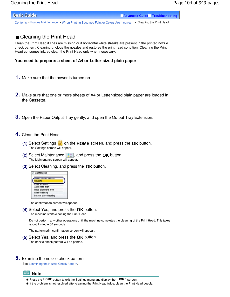 Cleaning the print head | Canon PIXMA MP560 User Manual | Page 104 / 949