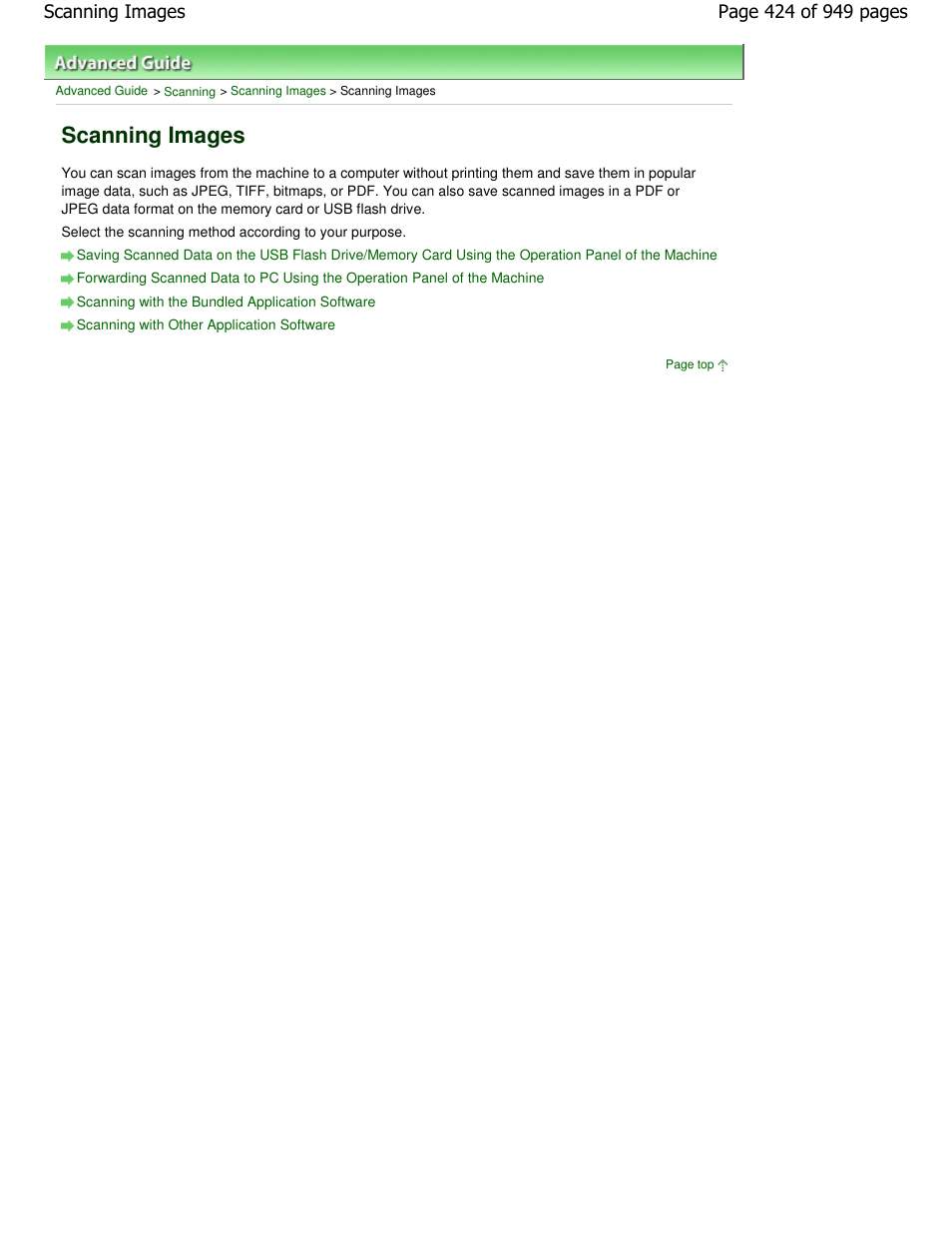 Scanning images | Canon PIXMA MP560 User Manual | Page 424 / 949