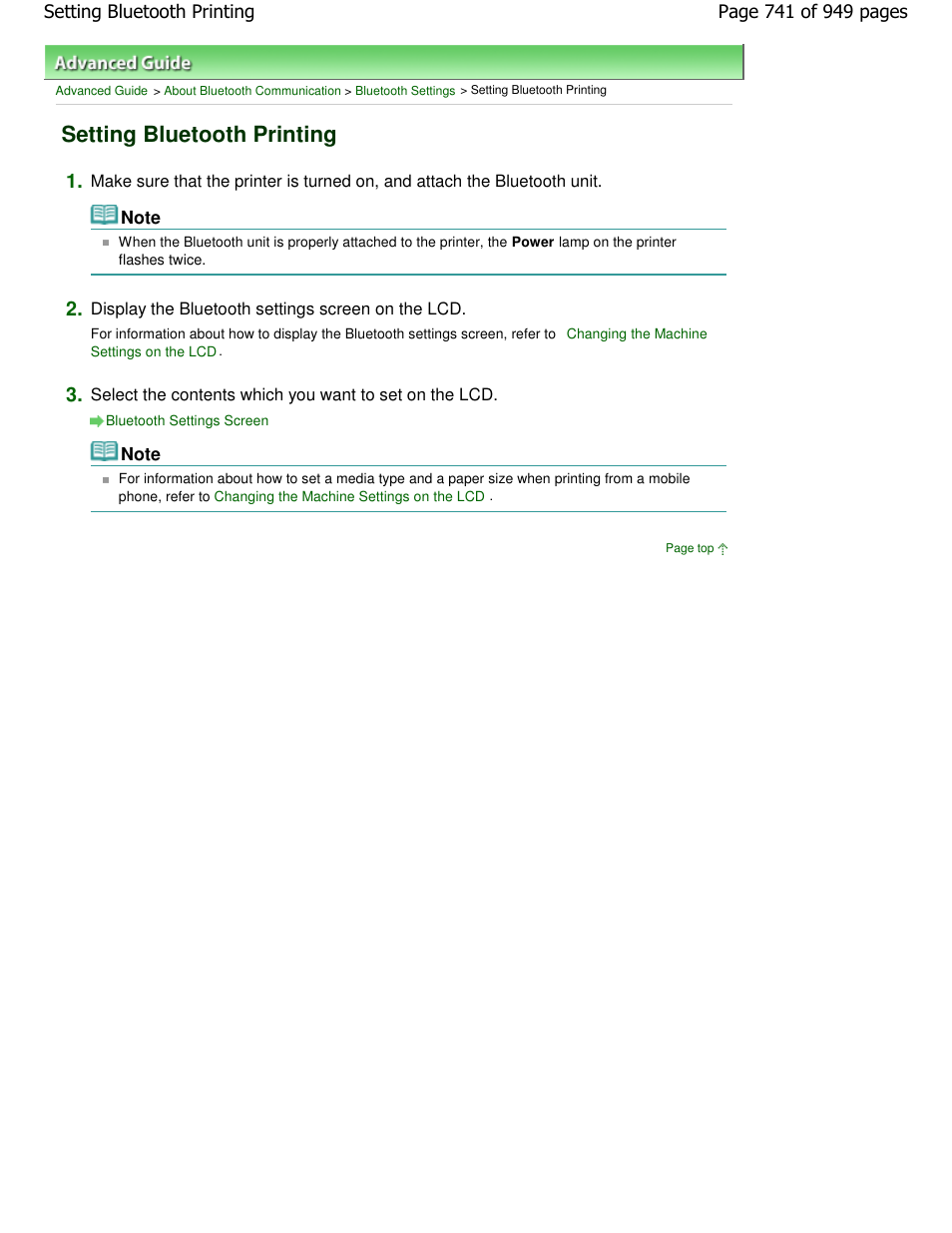 Setting bluetooth printing | Canon PIXMA MP560 User Manual | Page 741 / 949