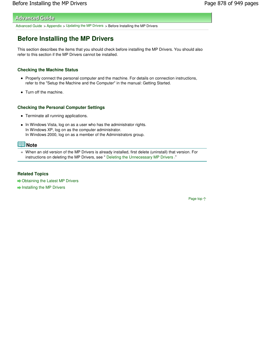 Before installing the mp drivers | Canon PIXMA MP560 User Manual | Page 878 / 949