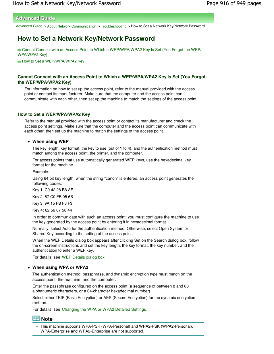 How to set a network key/network password | Canon PIXMA MP560 User Manual | Page 916 / 949