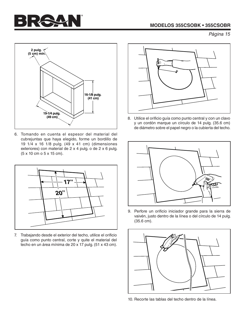 Broan ROOF-MOUNT CURB SOLAR POWERED ATTIC VENTILATOR 355CSOBK User Manual | Page 15 / 20