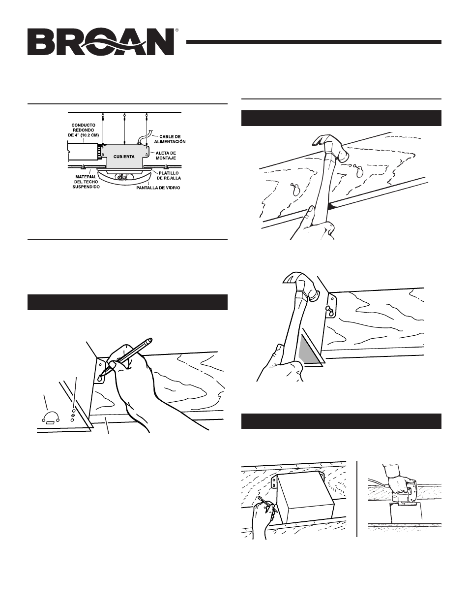 Instalaciones típicas (continuación), Construcción nueva construcción existente, Construcción nueva | Broan 758 User Manual | Page 6 / 8