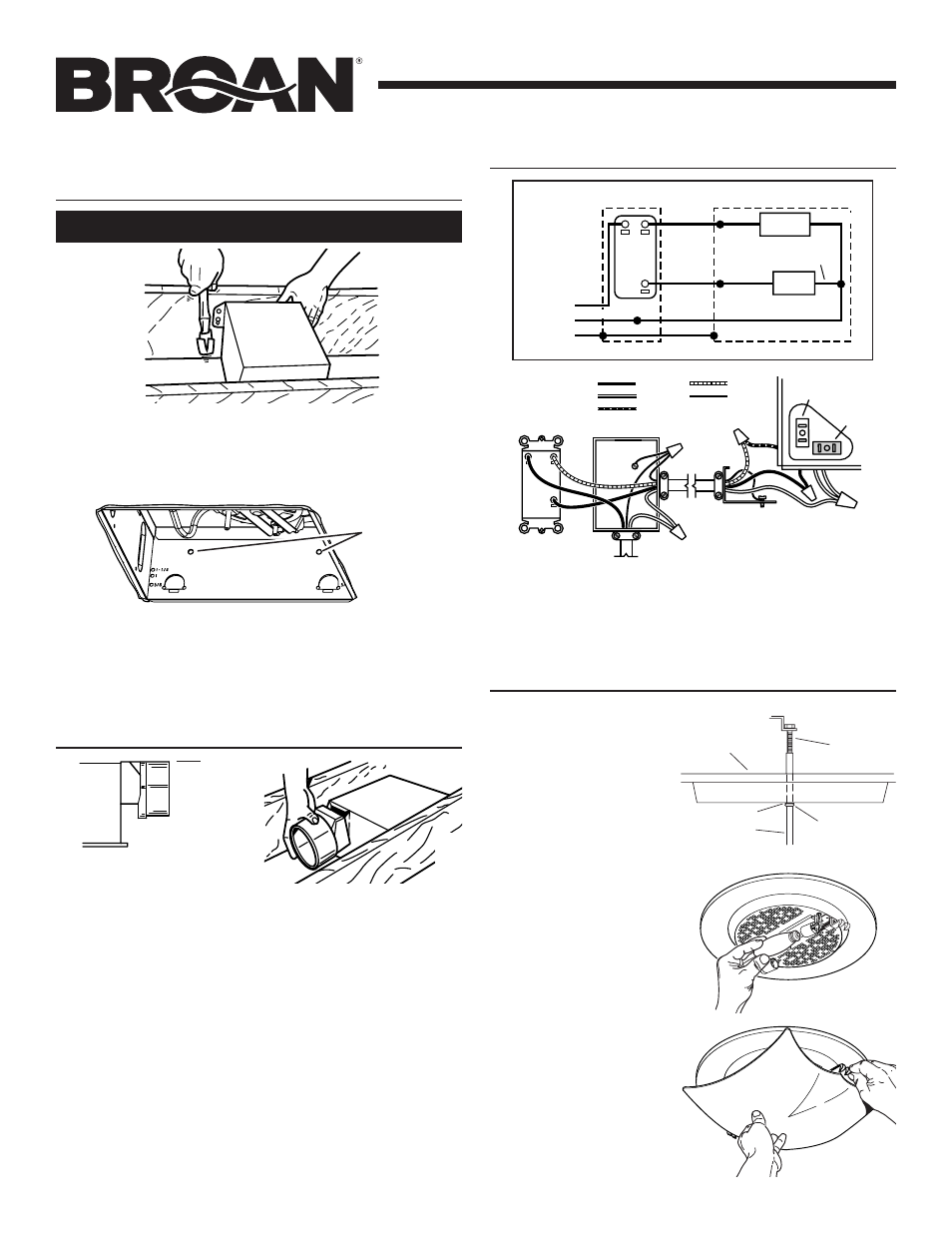 Conexión eléctrica, Arme el tacho de rejilla y la cotinilla de vidrio, Construcción existente | Página 7, Modelo 758 | Broan 758 User Manual | Page 7 / 8